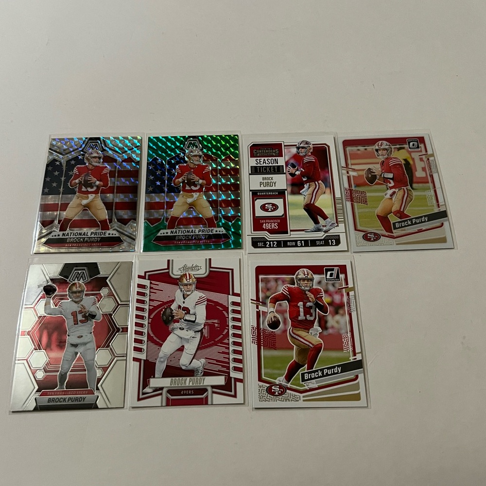 Brock Purdy QB Lot of 7 NFL Trading Cards San Francisco 49ers Football 🔥🏈